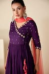 Suruchi Parakh_Purple Georgette Crepe Hand Embroidered Buttis V Neck Anarkali With Dupatta _at_Aza_Fashions