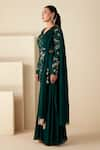 Suruchi Parakh_Green Georgette Crepe Hand Embroidered Sequins V Neck Kurta Sharara Set _Online_at_Aza_Fashions