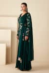 Buy_Suruchi Parakh_Green Georgette Crepe Hand Embroidered Sequins V Neck Kurta Sharara Set _Online_at_Aza_Fashions