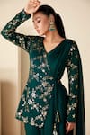 Suruchi Parakh_Green Georgette Crepe Hand Embroidered Sequins V Neck Kurta Sharara Set _at_Aza_Fashions