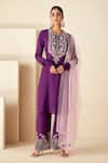 Suruchi Parakh_Purple Kurta And Pant Crepe Silk Hand Embroidered Sequins Round Straight Set _Online_at_Aza_Fashions