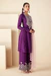 Buy_Suruchi Parakh_Purple Kurta And Pant Crepe Silk Hand Embroidered Sequins Round Straight Set _Online_at_Aza_Fashions