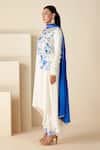 Suruchi Parakh_Off White Crepe, Chiffon Embroidery Round Neck Thread Hand Kurta Set _Online_at_Aza_Fashions