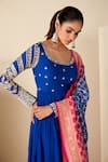 Buy_Suruchi Parakh_Blue Georgette Crepe Hand Embroidered Floral Round Anarkali With Dupatta _Online_at_Aza_Fashions