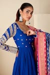 Shop_Suruchi Parakh_Blue Georgette Crepe Hand Embroidered Floral Round Anarkali With Dupatta _Online_at_Aza_Fashions