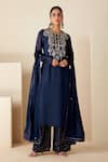 Buy_Suruchi Parakh_Blue Georgette Crepe Hand Embroidered Sequins Round Kurta Set _Online_at_Aza_Fashions