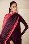 Shop_Suruchi Parakh_Purple Georgette Crepe Hand Embroidered Sequins Round Anarkali With Dupatta _Online_at_Aza_Fashions