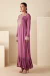 Buy_Suruchi Parakh_Purple Silk, Georgette Pearls, Sequins, Embroidery Round Kaftan Kurta Pant Set _Online_at_Aza_Fashions