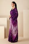 Buy_Suruchi Parakh_Purple Chiffon Embroidered Sequin V Neck Ombre Kaftan _Online_at_Aza_Fashions