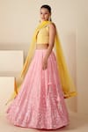 Buy_Suruchi Parakh_Pink Georgette Crepe Hand Embroidered Sequin Sweetheart Neck Lehenga Set _Online_at_Aza_Fashions