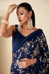 Buy_Suruchi Parakh_Blue Georgette Crepe Hand Embroidered Floral Jaal Pattern Saree With Blouse _Online_at_Aza_Fashions