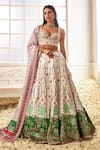 Buy_LASHKARAA_White Satin Printed Floral Sweetheart Garden Lehenga Set _at_Aza_Fashions