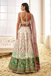 LASHKARAA_White Satin Printed Floral Sweetheart Garden Lehenga Set _Online_at_Aza_Fashions