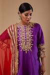 Preeti S Kapoor_Purple Dupion Embroidery Gota Round Floret Short Anarkali Salwar Set _Online_at_Aza_Fashions