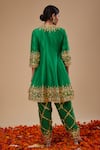 Shop_Preeti S Kapoor_Green Dupion Embroidery Gota Round Floweret Short Anarkali Salwar Set _at_Aza_Fashions