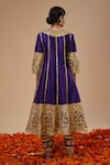 Shop_Preeti S Kapoor_Blue Dupion Embroidery Gota Notched Round Florid Anarkali Salwar Set _at_Aza_Fashions