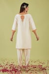 Shop_Preeti S Kapoor_White Bamber Satin Embroidery Gota Zari Nakshi Yoke Kurta With Samosa Pant _at_Aza_Fashions