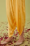 Shop_Preeti S Kapoor_Yellow Bamber Satin Embroidery Gota Round Bloom Yoke Kurta With Samosa Pant _Online_at_Aza_Fashions