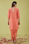 Shop_Preeti S Kapoor_Pink Bamber Satin Embroidery Gota Round Florence Yoke Kurta With Samosa Pant _at_Aza_Fashions