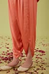 Shop_Preeti S Kapoor_Pink Bamber Satin Embroidery Gota Round Florence Yoke Kurta With Samosa Pant _Online_at_Aza_Fashions