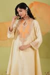 Buy_Preeti S Kapoor_White Chanderi Embroidery Gota Keyhole Round Persian Bloom Yoke Anarkali Set _Online_at_Aza_Fashions