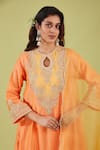 Preeti S Kapoor_Peach Chanderi Embroidery Gota Keyhole Zari Nakshi Bloom Yoke Anarkali Set _Online_at_Aza_Fashions