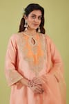 Buy_Preeti S Kapoor_Pink Chanderi Embroidery Gota Keyhole Round Gardenia Zari Yoke Anarkali Set _Online_at_Aza_Fashions