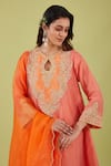 Preeti S Kapoor_Pink Chanderi Embroidery Gota Keyhole Round Gardenia Nakshi Yoke Anarkali Set _Online_at_Aza_Fashions