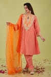 Shop_Preeti S Kapoor_Pink Chanderi Embroidery Gota Keyhole Round Gardenia Nakshi Yoke Anarkali Set _Online_at_Aza_Fashions