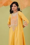 Buy_Preeti S Kapoor_Yellow Chanderi Embroidery Gota Round Gul Zari Yoke Kurta Set _Online_at_Aza_Fashions