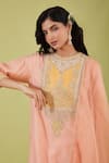 Buy_Preeti S Kapoor_Pink Chanderi Embroidery Gota Round Gulbahar Nakshi Yoke Kurta Set _Online_at_Aza_Fashions