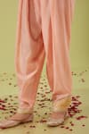 Shop_Preeti S Kapoor_Pink Chanderi Embroidery Gota Round Gulbahar Nakshi Yoke Kurta Set _Online_at_Aza_Fashions