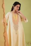 Preeti S Kapoor_White Chanderi Embroidery Gota Round Boho Bloom Yoke Anarkali Set _Online_at_Aza_Fashions