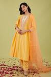 Buy_Preeti S Kapoor_Yellow Chanderi Embroidery Gota Round Phool Zari Yoke Anarkali Set _at_Aza_Fashions