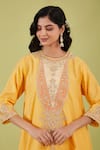 Buy_Preeti S Kapoor_Yellow Chanderi Embroidery Gota Round Phool Zari Yoke Anarkali Set _Online_at_Aza_Fashions