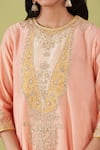 Preeti S Kapoor_Pink Chanderi Embroidery Gota Round Phool Bahar Yoke Anarkali Set _Online_at_Aza_Fashions