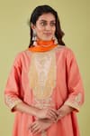 Preeti S Kapoor_Pink Chanderi Embroidery Gota Round Phoolkari Yoke Anarkali Set _Online_at_Aza_Fashions