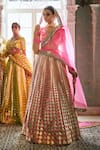 Buy_Ranbir Mukherjee Calcutta_Pink Georgette Embellished Gota Checkered Embroidered Lehenga Set  _at_Aza_Fashions