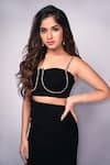 Ranbir Mukherjee Calcutta_Black Crepe Embellished Diamond Stone Sweetheart Cut-out Gown  _Online_at_Aza_Fashions