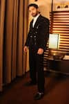 Ranbir Mukherjee Calcutta_Black Crepe Embellished Stone Blazer Pant Set  _Online_at_Aza_Fashions