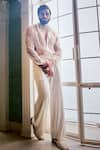 Buy_Ranbir Mukherjee Calcutta_Ivory Organza Embroidered Butti Shirt With Pant  _at_Aza_Fashions