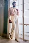 Shop_Ranbir Mukherjee Calcutta_Ivory Organza Embroidered Butti Shirt With Pant  _at_Aza_Fashions