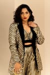 Ranbir Mukherjee Calcutta_Black Sequin And Velvet Embroidery Blazer Chevron Pant Set  _Online_at_Aza_Fashions