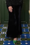 Buy_Ranbir Mukherjee Calcutta_Black Crepe And Velvet Hand Embroidery Cutdana Blazer Bootcut Pant Set  _Online_at_Aza_Fashions