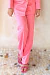 Ranbir Mukherjee Calcutta_Pink Nysa Silk Plain Notched Lapel Double Breasted Blazer And Pant Set  _Online_at_Aza_Fashions