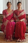 Buy_Mrunalini Rao_Pink Saree Pure Silk Embroidered Resham V Tarini Hand With Blouse  _Online_at_Aza_Fashions