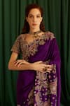 Shop_Mrunalini Rao_Purple Saree Pure Silk Embroidered Paisley Jyeshtha With Blouse  _at_Aza_Fashions