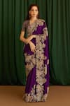 Buy_Mrunalini Rao_Purple Saree Pure Silk Embroidered Paisley Kanishtha With Blouse  _at_Aza_Fashions