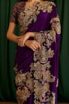 Buy_Mrunalini Rao_Purple Saree Pure Silk Embroidered Paisley Kanishtha With Blouse  _Online_at_Aza_Fashions