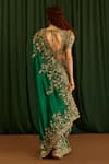 Shop_Mrunalini Rao_Green Saree Kora Silk Embroidered Indra Scallop Hem With Blouse  _at_Aza_Fashions